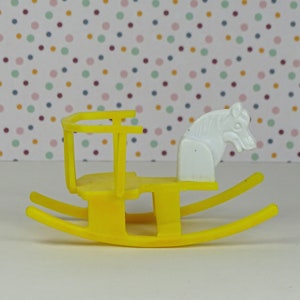 Dollhouse vintage children's rocking horse 1970s yellow plastic