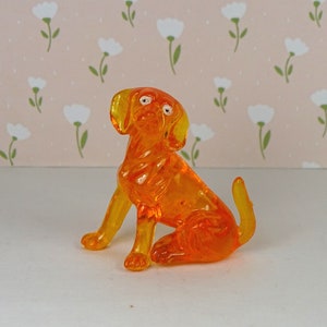 Vintage dog figurine plastic 1960s amber orange