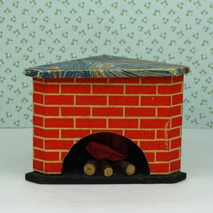 Dollhouse vintage fireplace 1950s furniture wooden