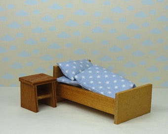 Dollhouse vintage children's bedroom set 1950s furniture blue