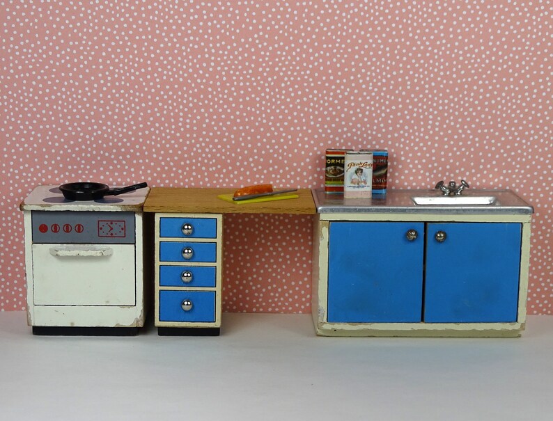 Dollhouse Lundby Vintage Kitchen 1960s 1970s Furniture Wooden Etsy
