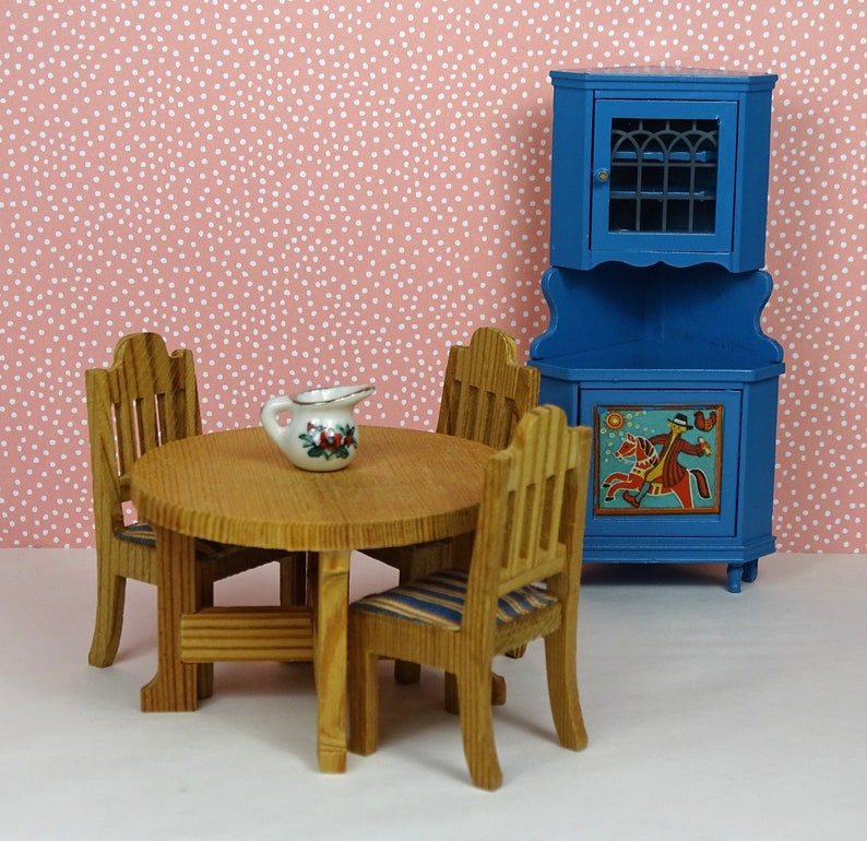 Dollhouse Vintage Lundby Dining Room Set 1960s 1970s Furniture Scandinavian Wooden