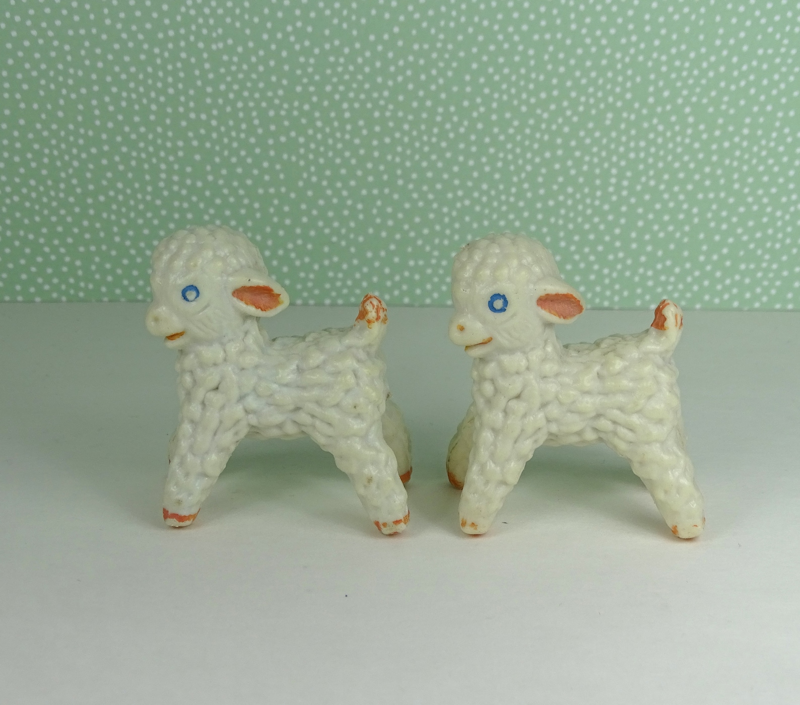 Vintage Easter Lamb Figurine 1970s Plastic Set of 2 Etsy