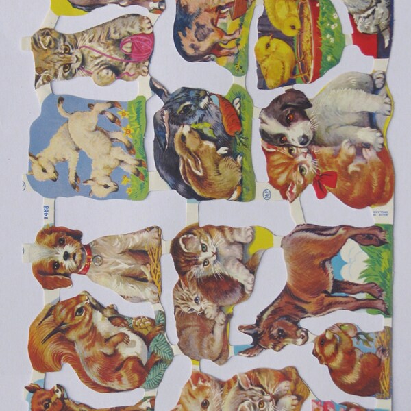 Vintage English paper scraps farm animals 1970s 1980s sheet MLP 1488