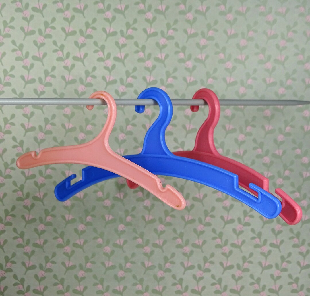 Vintage Doll Clothes Hangers 1960s 1970s Plastic Pink Blue Set Etsy