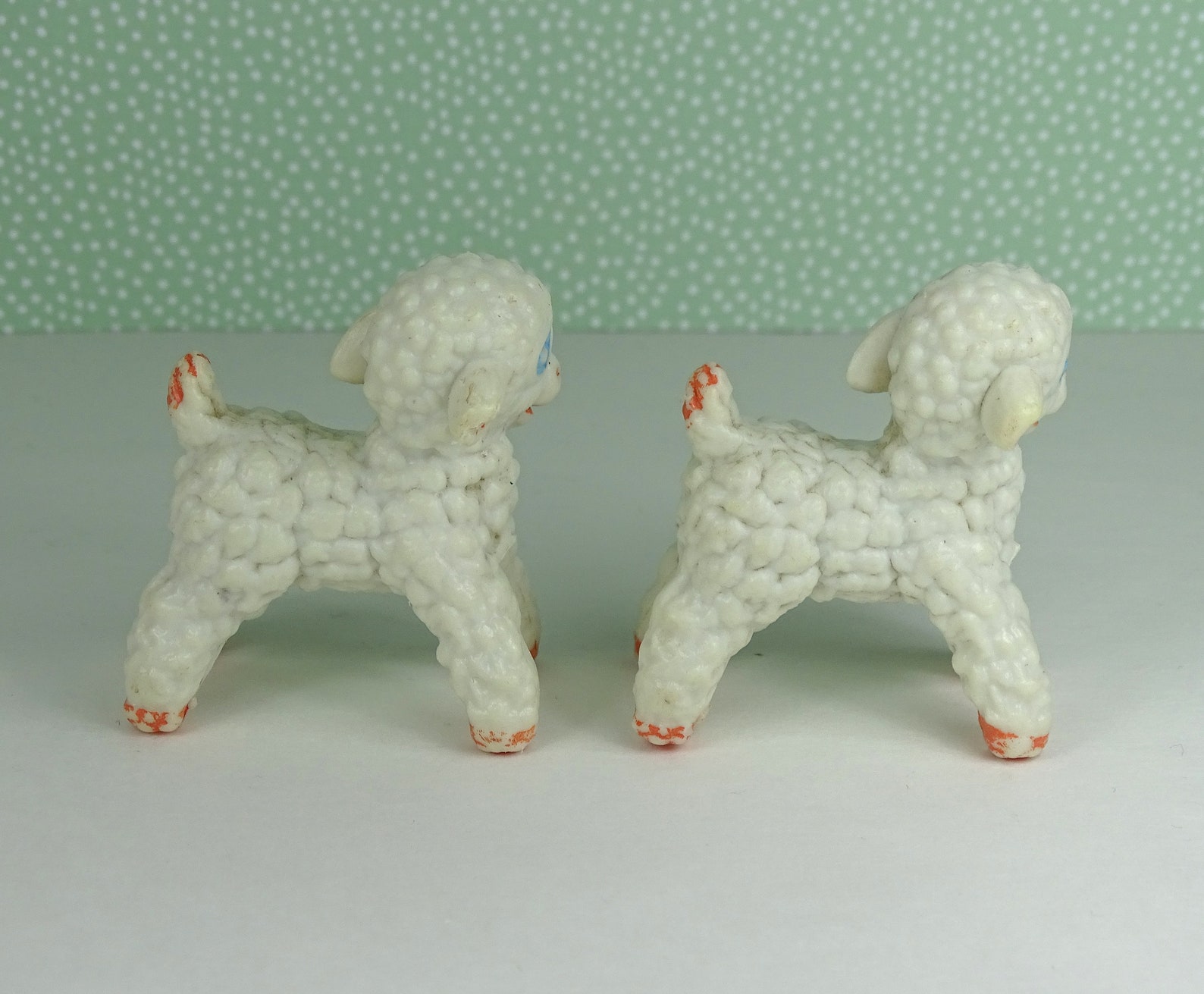 Vintage Easter Lamb Figurine 1970s Plastic Set of 2 Etsy