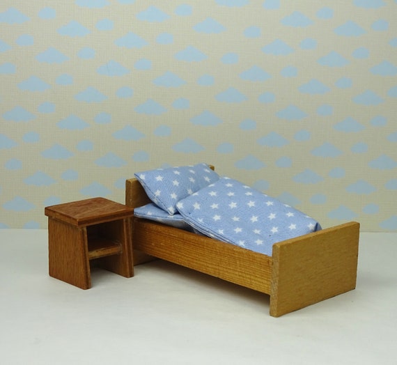 Dollhouse Vintage Children S Bedroom Set 1950s Furniture Blue