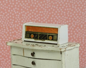 Dollhouse vintage Lundby radio 1970s wood white