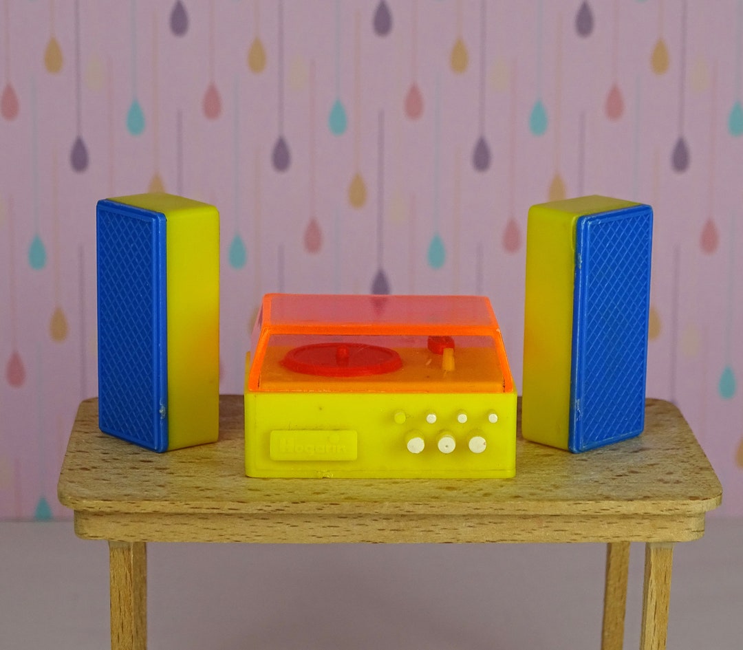Dollhouse Vintage Hogarin Stereo Record Player Speakers 1970s Plastic ...