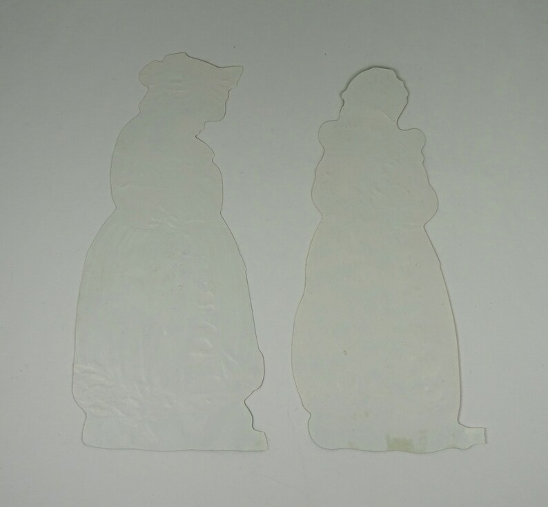 Vintage paper scraps girls poppy strawberry 1970s die-cut embossed set of 2