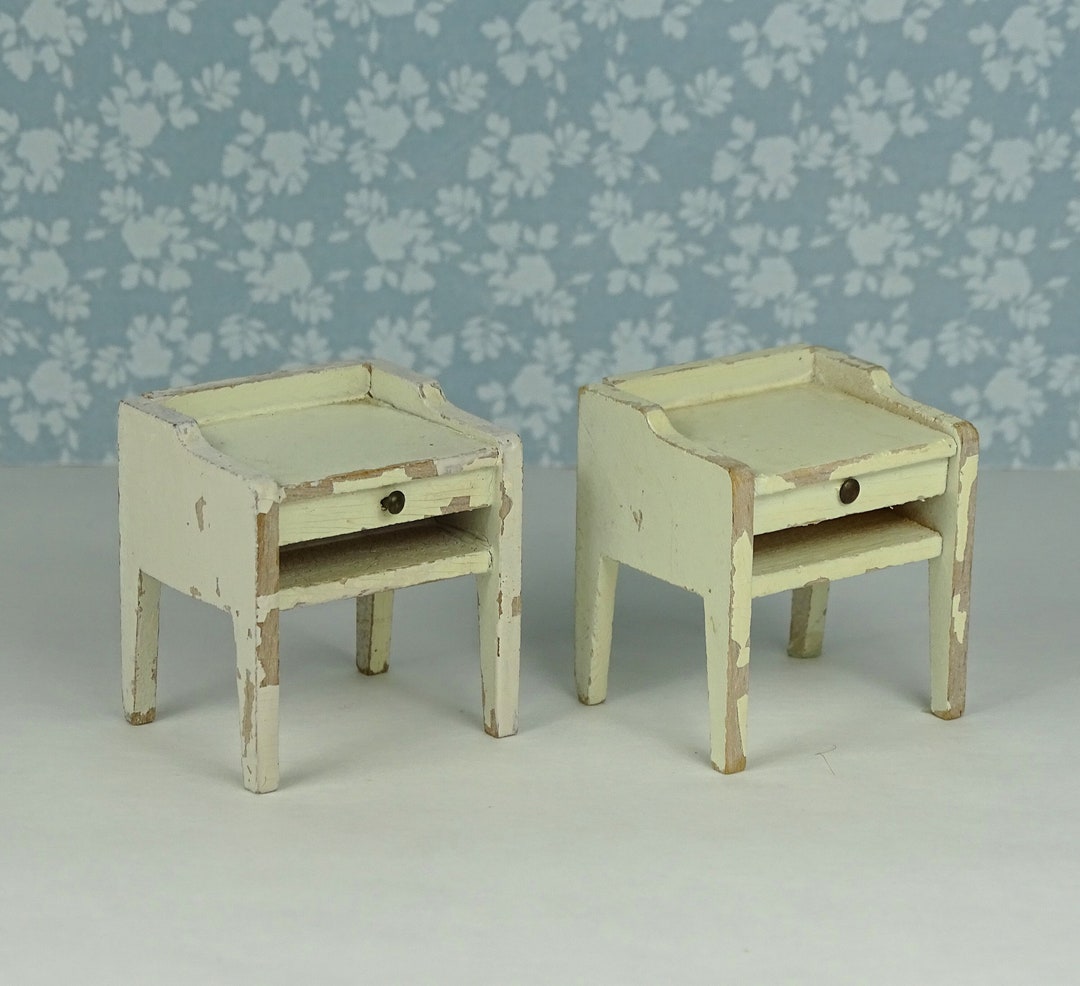 Dollhouse Vintage Lundby Bedside Tables 1960s Furniture Wooden Etsy