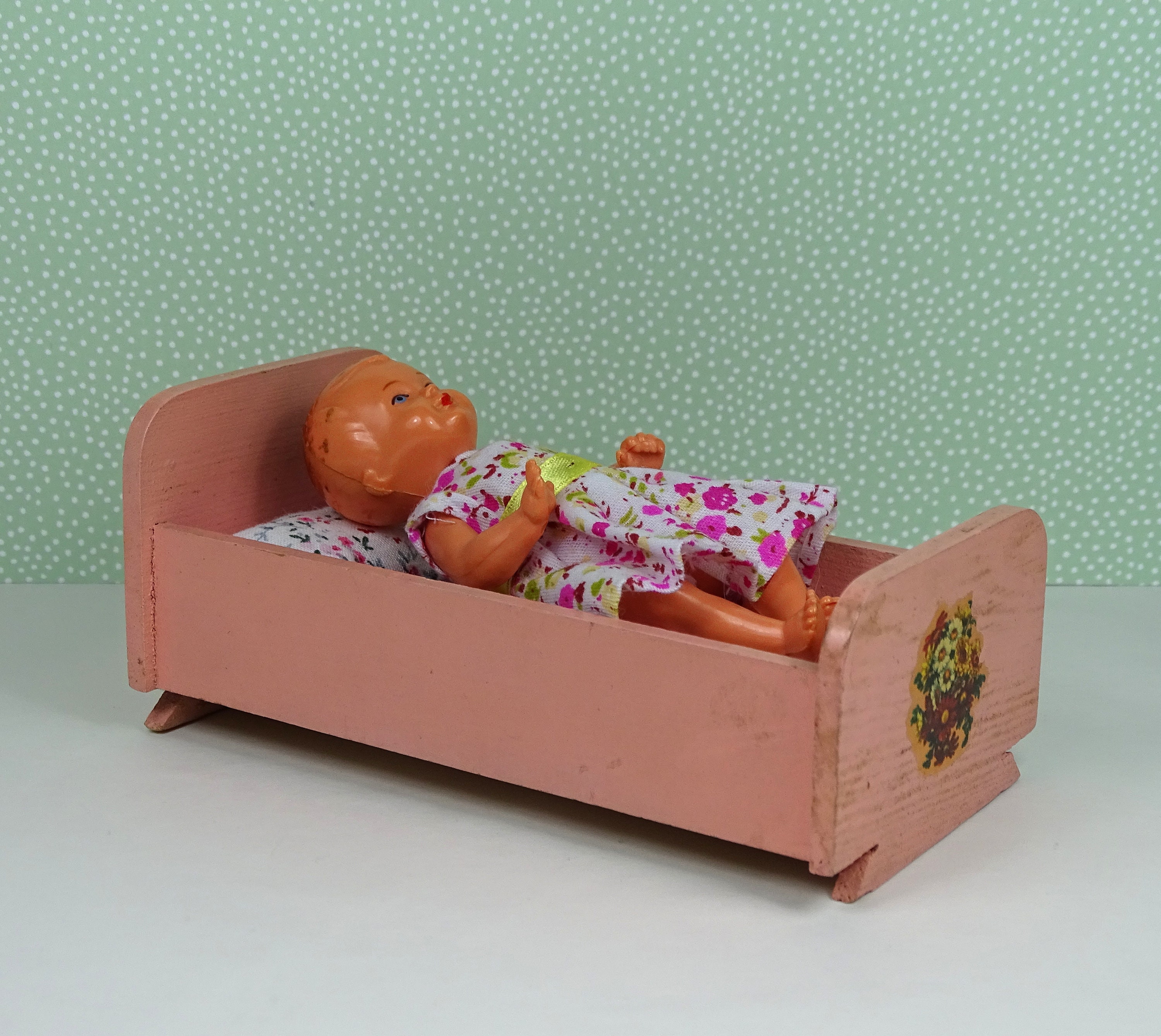 Doll Vintage Bed 1950s Danish Furniture Wooden Pink - Etsy