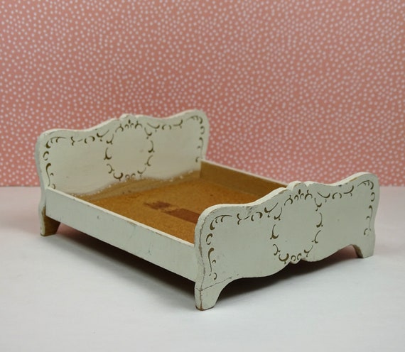 Dollhouse Vintage Bedroom Lundby Parisian Style 1950s Furniture White Gold Blue