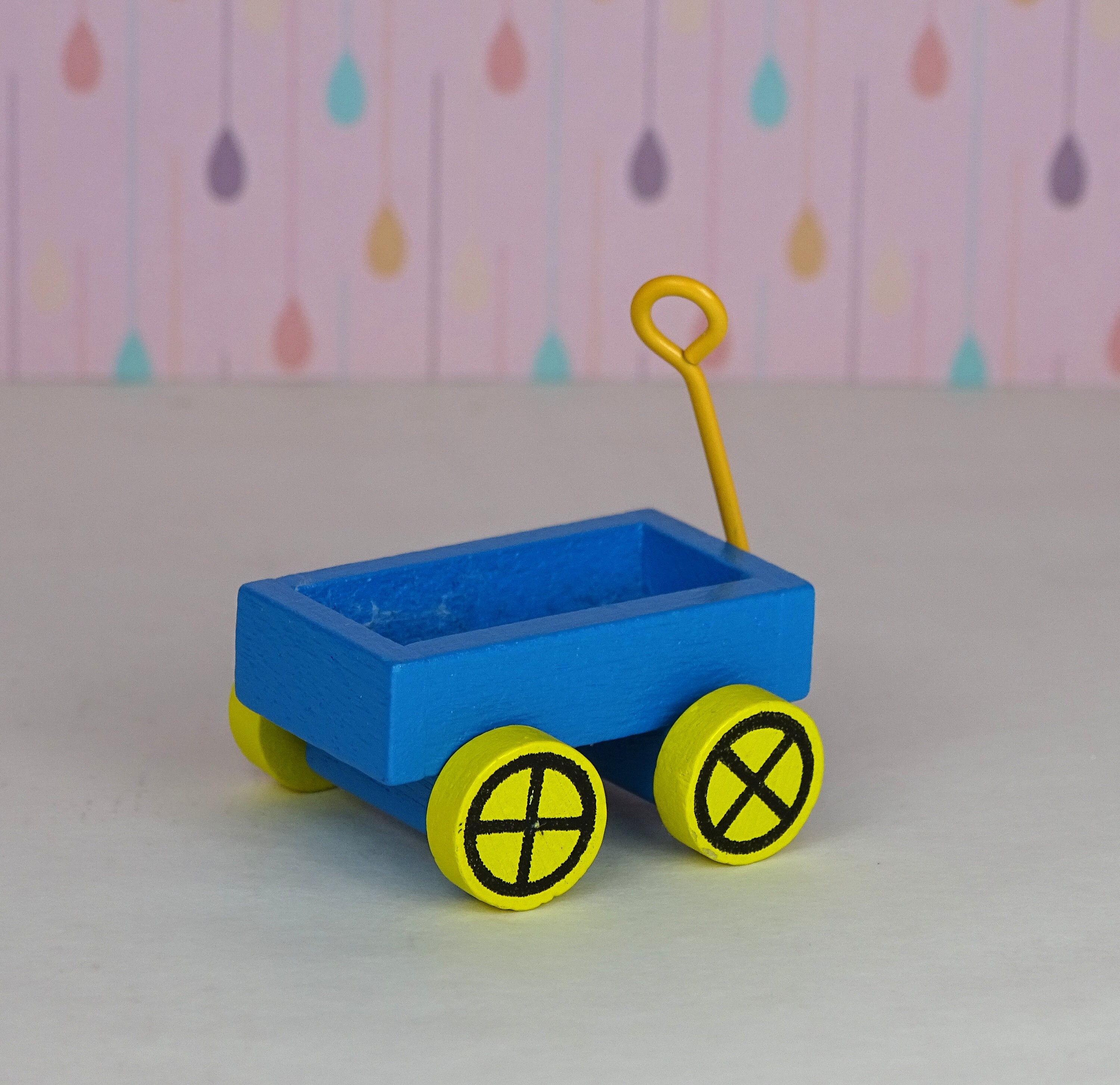 Dollhouse vintage Lundby pull cart 1970s red