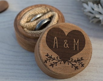 Aangepaste trouwring vak - houten Ring vak - verlovingsring box - Ring aan toonder - houten kist gegraveerd - namen Ring vak - Wedding Gift