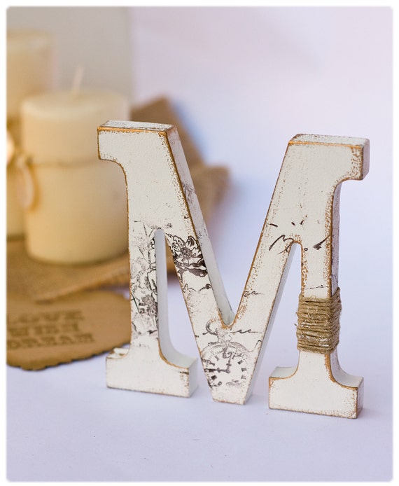 Cake Topper Letter M Rustic Wooden Nursery Wall Image 0