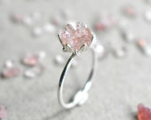 Strawberry Quartz Ring, Pink and Silver Jewelry, Pink Crystal Engagement Ring, Lotus Flower Ring, Libra and Heart Chakra Valentines Ring
