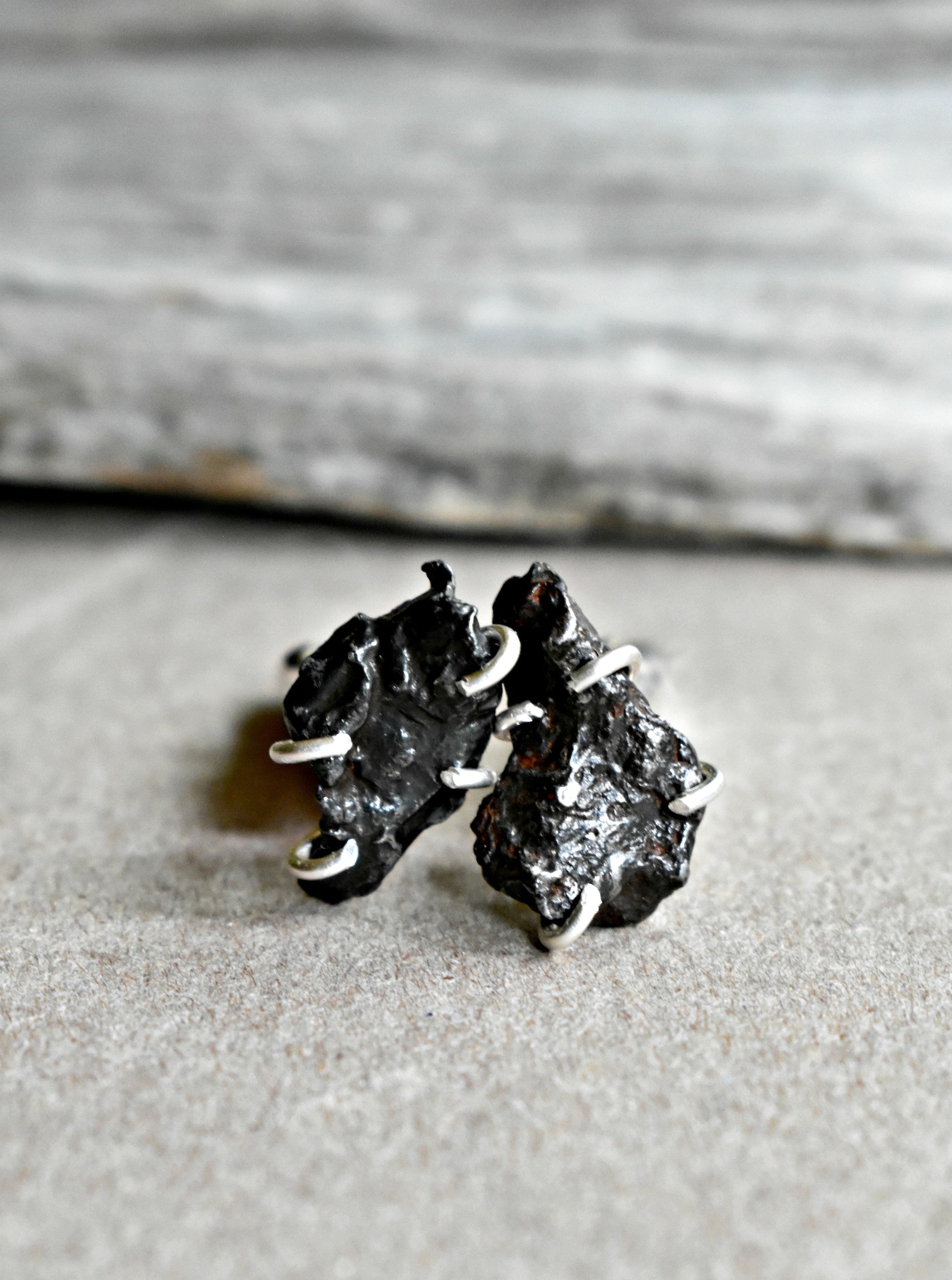 Men's Rock Jewelry Black Meteorite Cufflinks Unique | Etsy