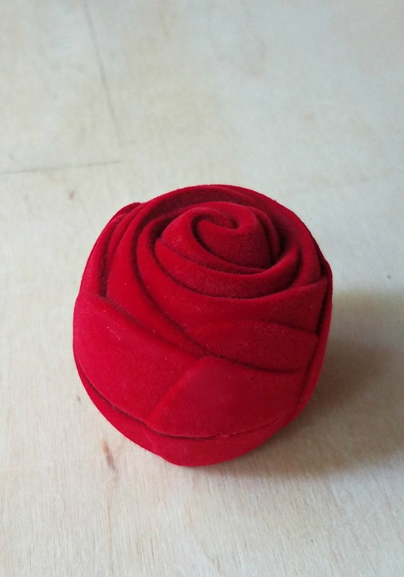 Velvet Ring Box, Engagement Ring Presentation Box, Red Rose Proposal Ring Box, Unique Will You Marry Me, Rose Shaped Jewelry Box for Woman image 4