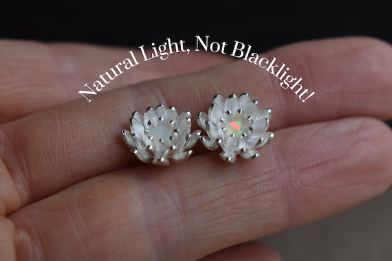 Opal Lotus Sterling Silver Earrings Opal Lotus Sterling Silver Earrings
