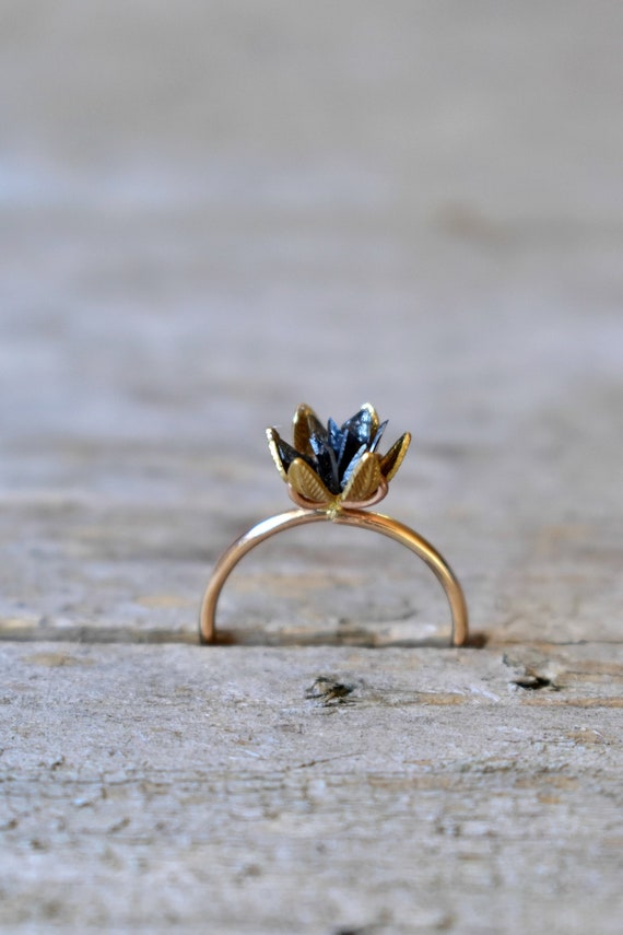 Black diamond lotus 2024 flower engagement ring