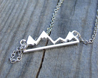 Mountain Necklace Pendant, Tiny Mountain Jewelry for Her, Silver Necklace, Valentines for Her, Gift for Hiker or Climber