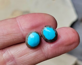 Arizona Turquoise from Mesa, Turquoise Stud Earrings in 14K Yellow Gold Fill, One of a Kind Turquoise Jewelry