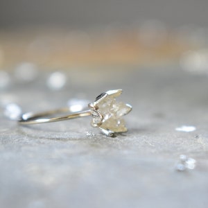 Raw Herkimer Diamond Ring, Wedding Day Gift for Woman, Raw Crystal Ring for Her, Engagement Ring, Wife Valentines, Girlfriend Gift image 9