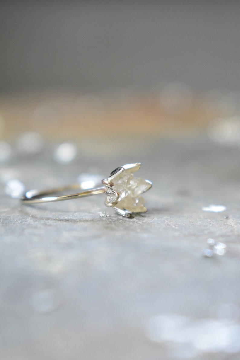 Raw Herkimer Diamond Ring, Wedding Day Gift for Woman, Raw Crystal Ring for Her, Engagement Ring, Wife Valentines, Girlfriend Gift image 9
