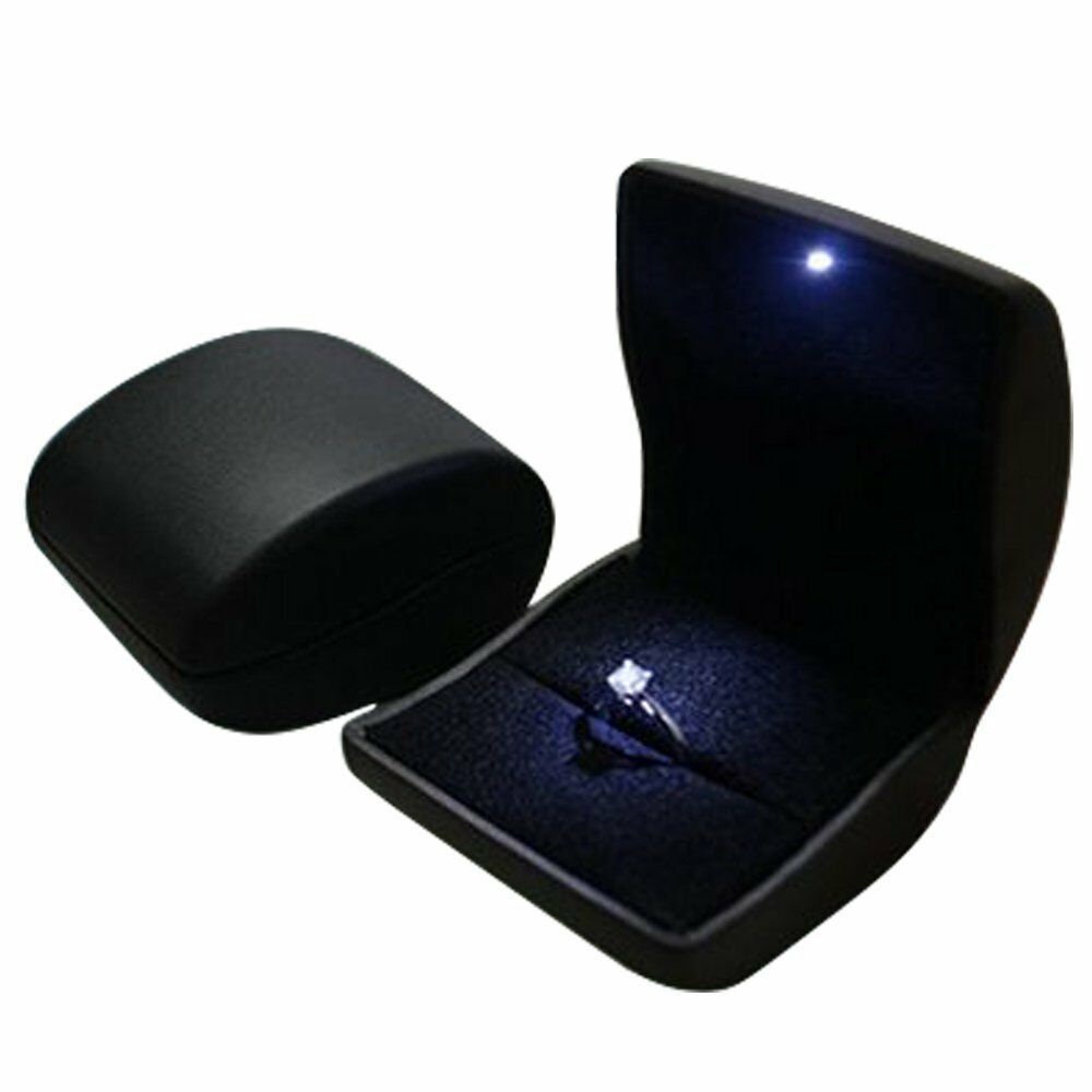 LED Lighted Ring Box Black Engagement Ring Presentation Box Etsy