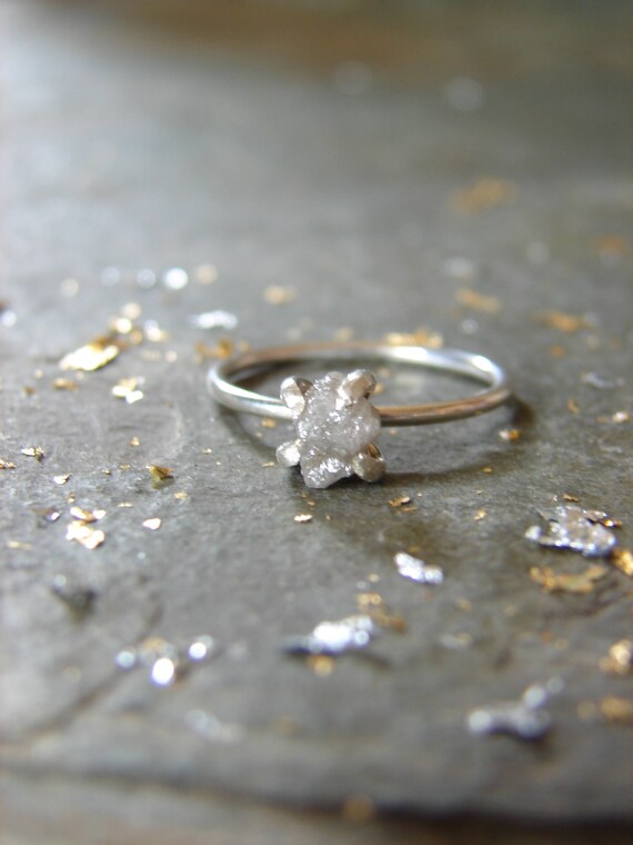 Anello di diamanti non tagliato a prezzi accessibili anello di fidanzamento autentico in oro bianco e diamante 1.3ct cerimonia nuziale pietre portafortuna anello di proposta taglia 6 Etsy Italia