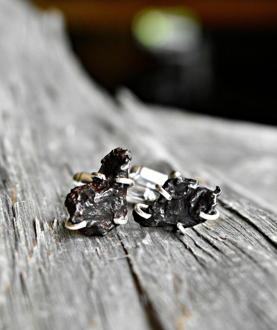 Men's Rock Jewelry Black Meteorite Cufflinks Unique - Etsy