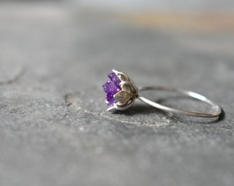 Valentines Day, Amethyst Ring, Rough Stone Jewelry, Unique Birthstone Gift that's Trending, Amethyst and Sterling Silver, Purple Valentine