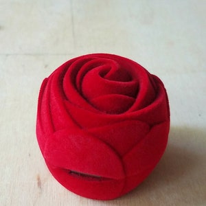 Velvet Ring Box, Engagement Ring Presentation Box, Red Rose Proposal Ring Box, Unique Will You Marry Me, Rose Shaped Jewelry Box for Woman image 6