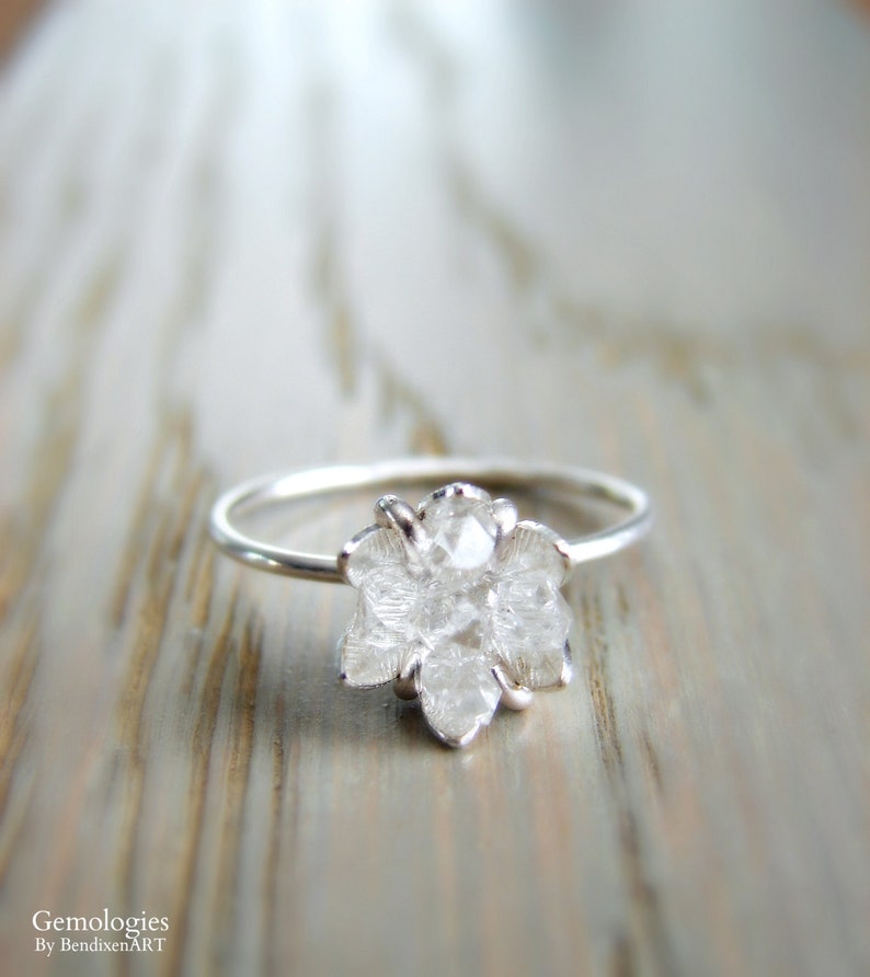 Raw Herkimer Diamond Ring, Wedding Day Gift for Woman, Raw Crystal Ring for Her, Engagement Ring, Wife Valentines, Girlfriend Gift image 4