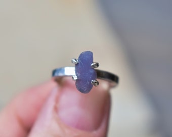 Grape Crystal Cocktail Ring on Sterling Silver, Purple Grape Chalcedony Jewelry, Crystal Anniversary Theme Gift, Rare Crystal Solitaire Ring