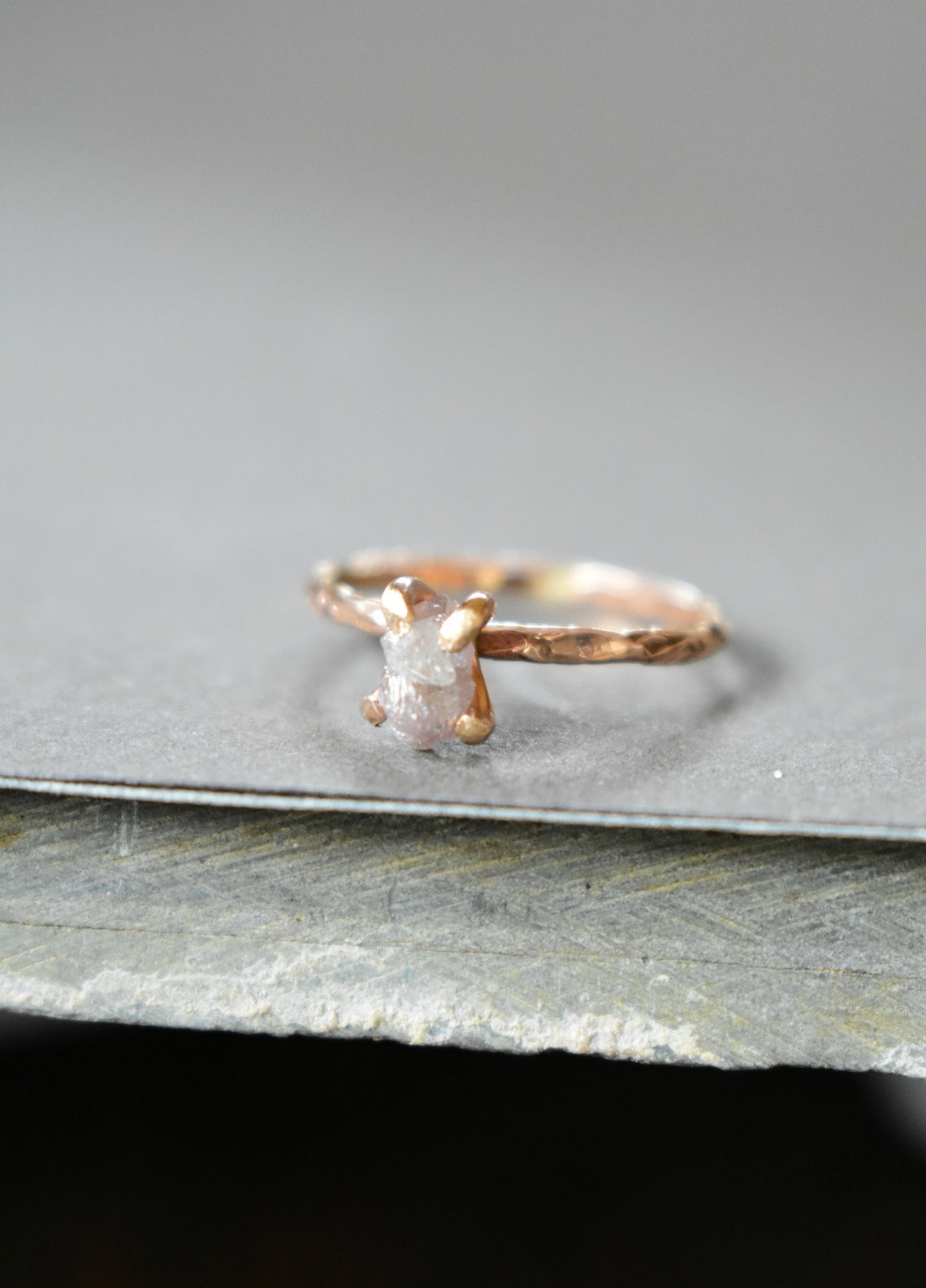 Rough Pink Diamond Ring Uncut Diamond and Rose Gold Ring for - Etsy