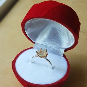 Velvet Ring Box, Engagement Ring Presentation Box, Red Rose Proposal Ring Box, Unique Will You Marry Me, Rose Shaped Jewelry Box for Woman image 8