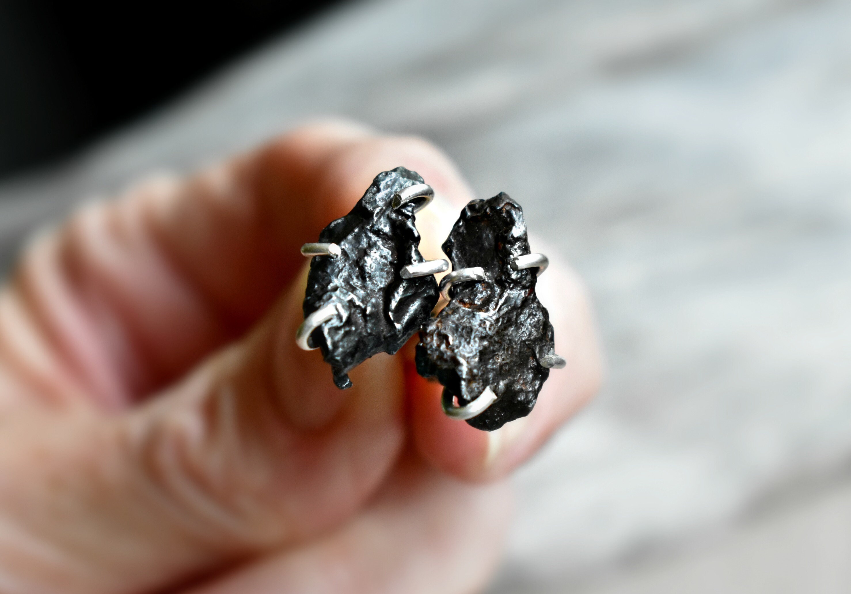 Men's Rock Jewelry Black Meteorite Cufflinks Unique - Etsy
