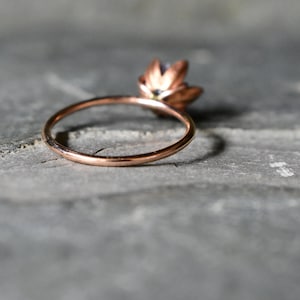 Unique Amethyst Ring, Lotus Flower Ring in Rose Gold, Uncut Gemstone Birthstone Ring, Raw Rough Amethyst Jewelry, January Birthstone Ring image 5