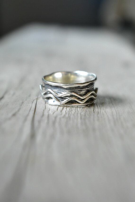 Wave Ring Realmente 925 Cinturón De Plata De Ley Joyas De De Wave Ring Realmente 925 Cinturón De Plata De Ley Joyas De De