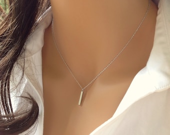 Small Bar Necklace, Silver Pendant Necklace, Simple Silver Necklace, Dainty Choker Necklace Layered Choker,Small Pendant Necklace Bar Choker