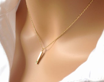 Vertical Bar Necklace, Short Bar Pendant Necklace, Dainty Bar Necklace, Gold Simple Necklace, Minimal Gold Necklace, Dangle Bar Necklace