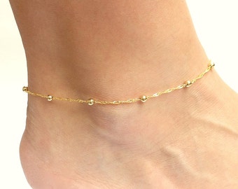 Gold Ankle Bracelet, Anklets for Women, Gold Chain Anklet, Gold Bridesmaid Jewelry, Cute Anklet Available in Plus Size