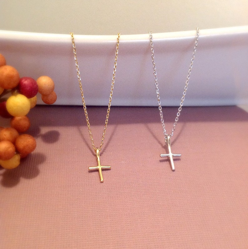 Faith Necklace, Tiny Cross Necklace, Encouragement Gift, Cross Necklace Womens, Small Gold Cross Necklace For Girls, Cross Necklace Silver image 3