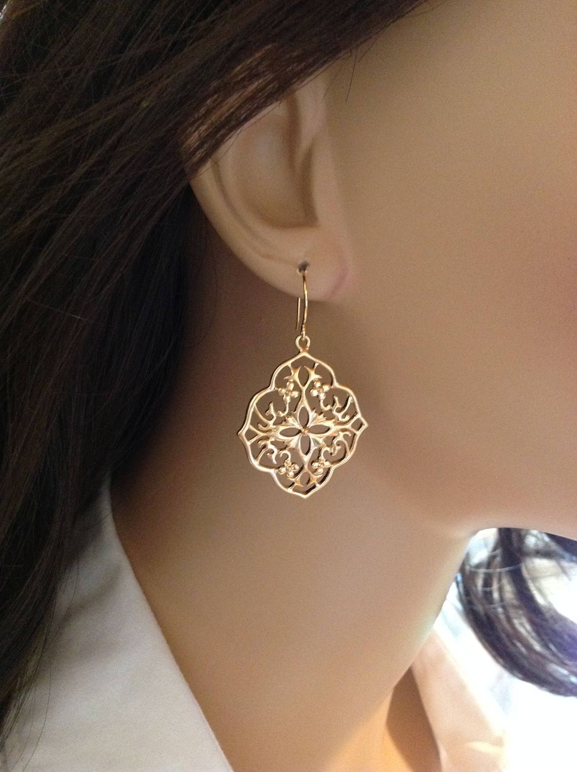 Gold Moroccan Statement Earrings Gold Lace Earrings Etsy