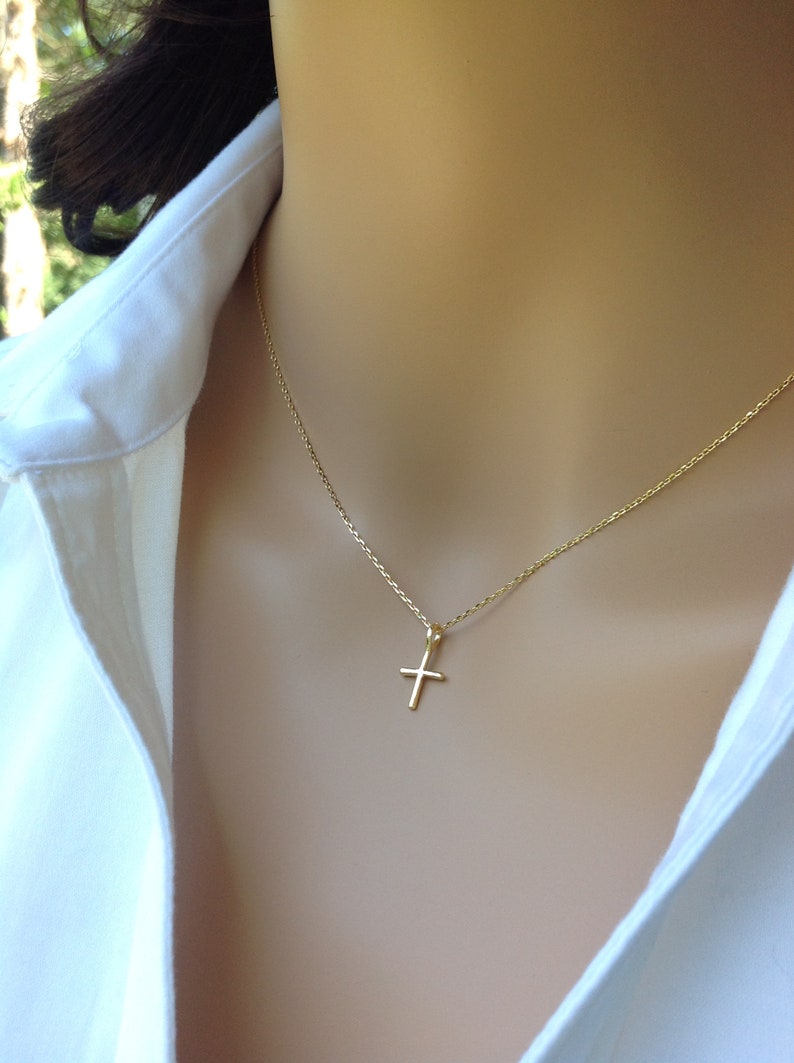 Collana di fede, piccola collana croce, regalo di incoraggiamento, collana croce da donna, piccola collana croce d'oro per ragazze, collana croce argento immagine 2