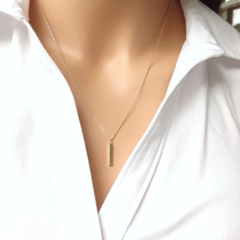 Bar Chain Vertical Bar Necklace, Short Bar Pendant Necklace, Dainty Bar Necklace ...