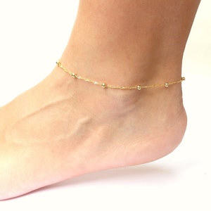 Gold Ankle Bracelet, Anklets for Women, Gold Chain Anklet, Gold Bridesmaid Jewelry, Cute Anklet Available in Plus Size image 4