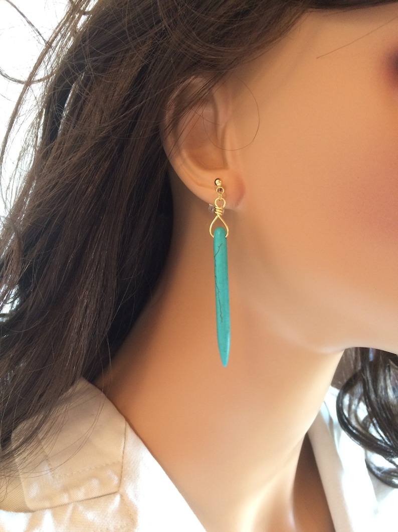 Turquoise Clip On Earrings Turquoise Dangle Earrings Etsy